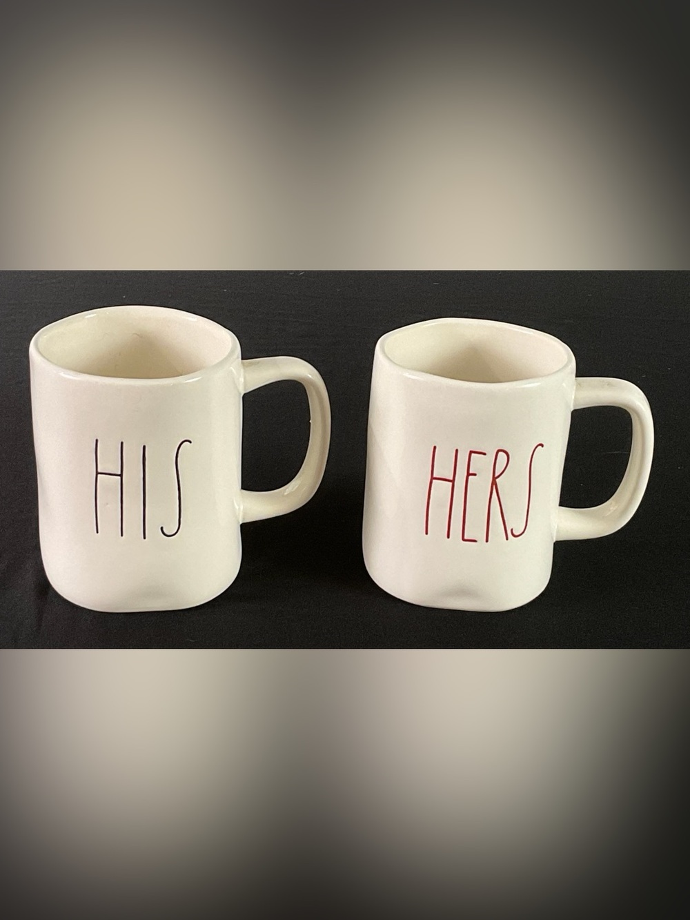 Rae Dunn-HIS and HER-Ceramic Coffee Mugs - Cream White Setw